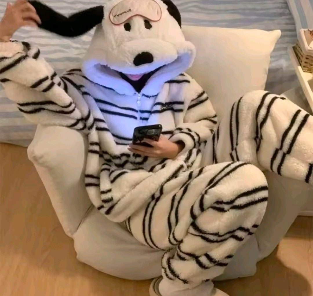 Cute Puppy Hooded Fleece Pajama Set